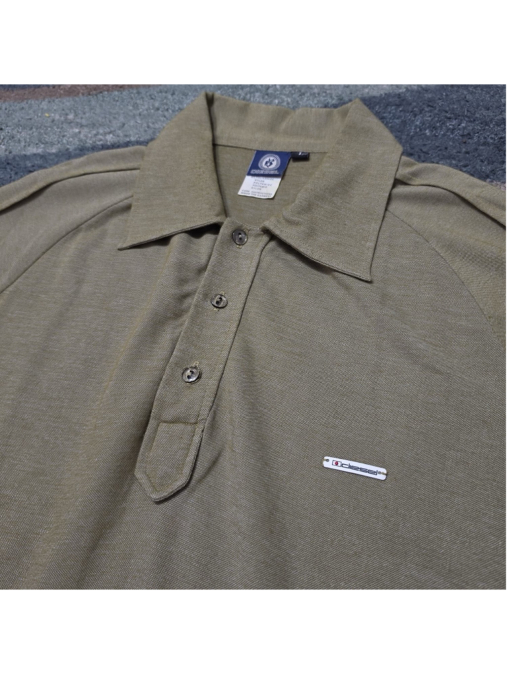 Diesel Polo Shirt Mens Large Green Cotton Blend Short Sleeve Casual Designer Y2K